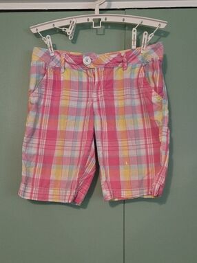 Y2k So Plaid Pink Multi Color Cotton Shorts Size 5